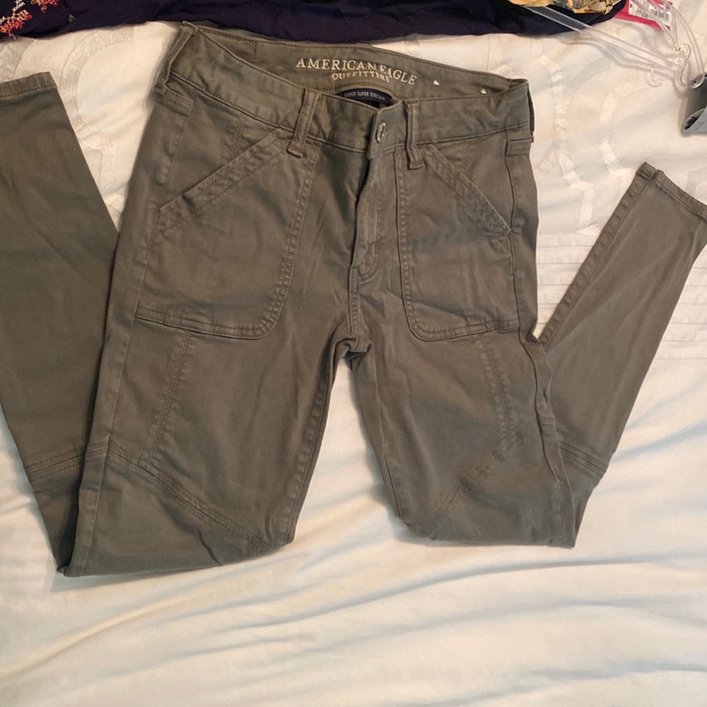American Eagle US 6 Grey/Green Jegging Pants